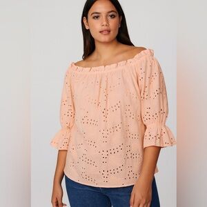 Ophelia Roe Eyelet Top‎ Light Pink Size Small